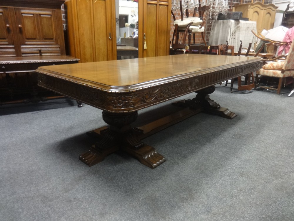 Magnificent Oak Dining Table and Ten Matching Dining Chairs View VI