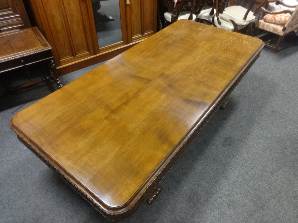 Magnificent Oak Dining Table and Ten Matching Dining Chairs View VIII