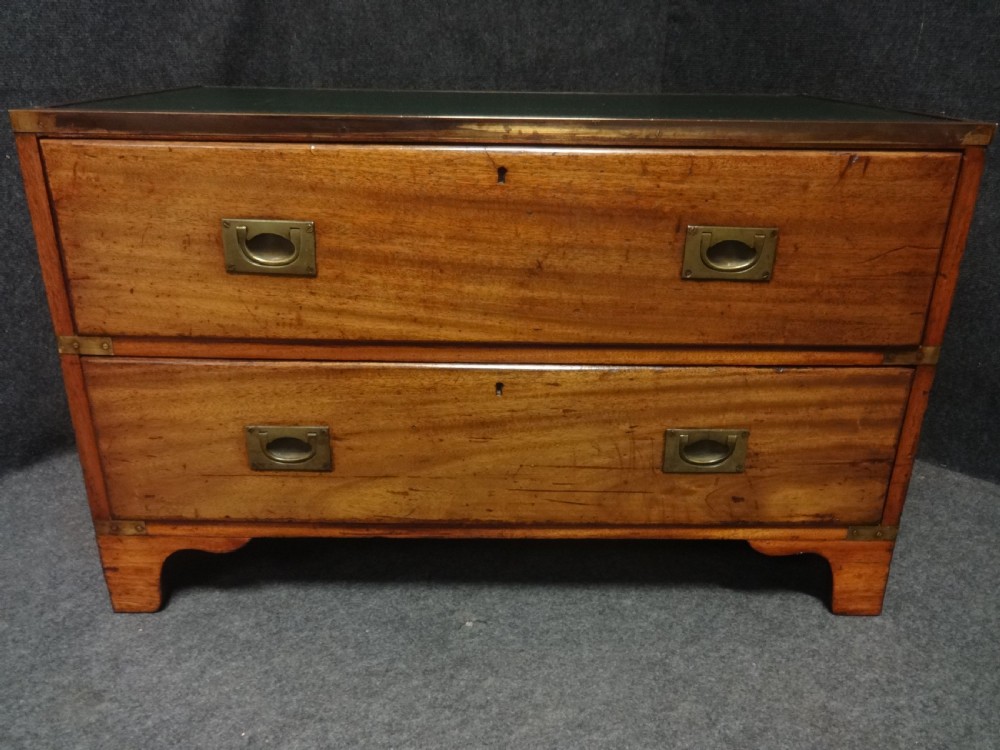 Two Drawer Mahogany Campaign Chest of Drawers View V