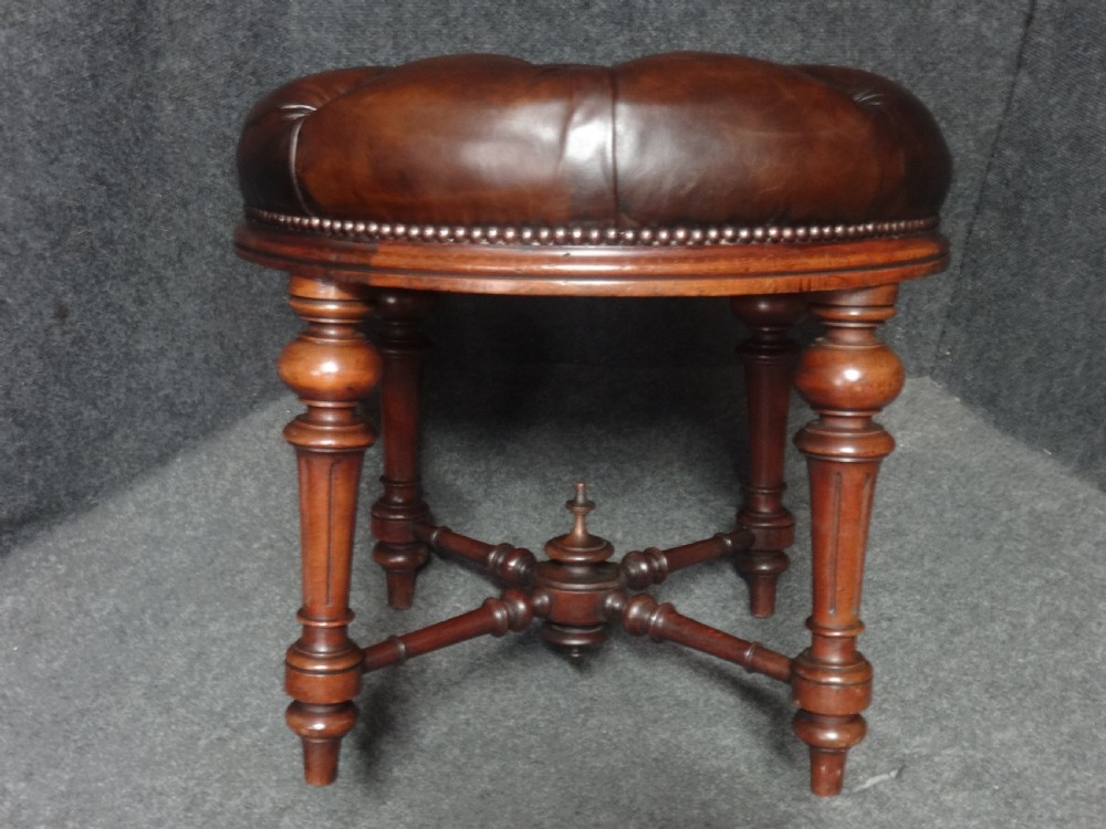 Good Deep Buttoned Leather Stool View V