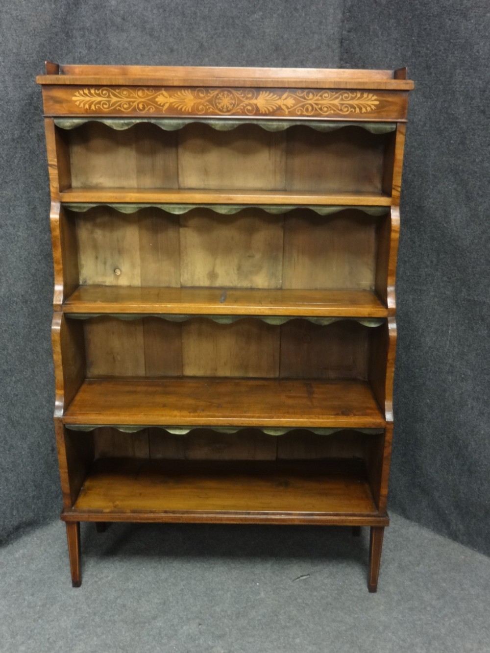 Victorian Walnut Waterfall Bookcase View II