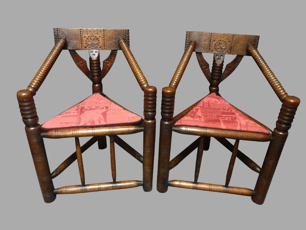 Pair Oak Turners  Chairs