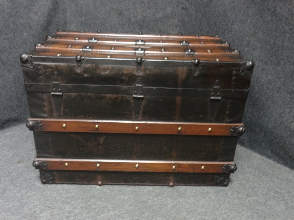 Very Good Wooden Banded Metal Travelling Trunk View VI