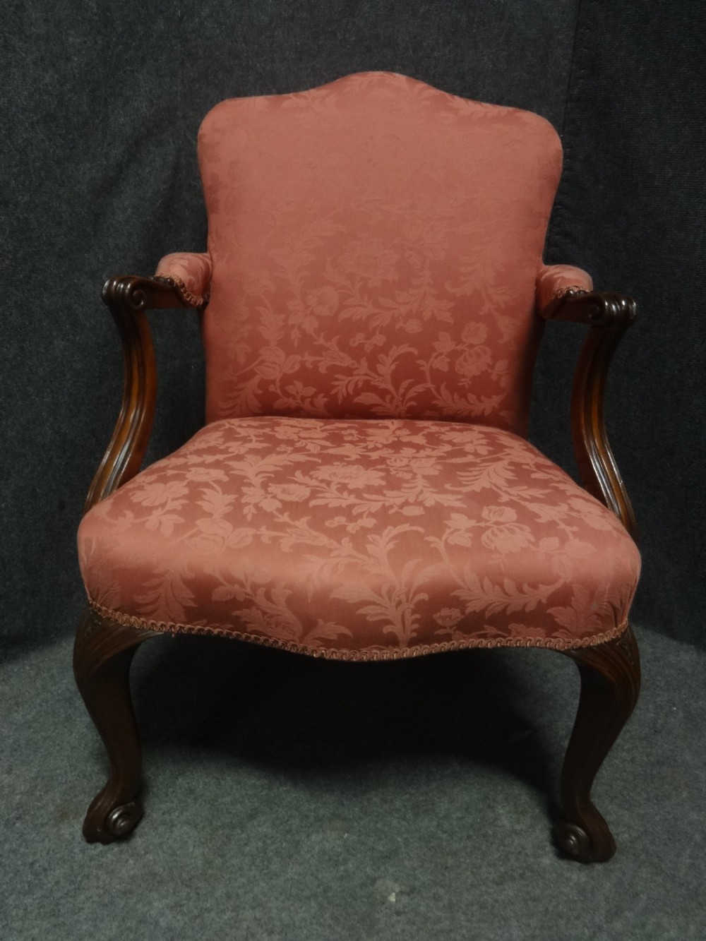 Lovely Pair Mahogany Elbow Chairs View II