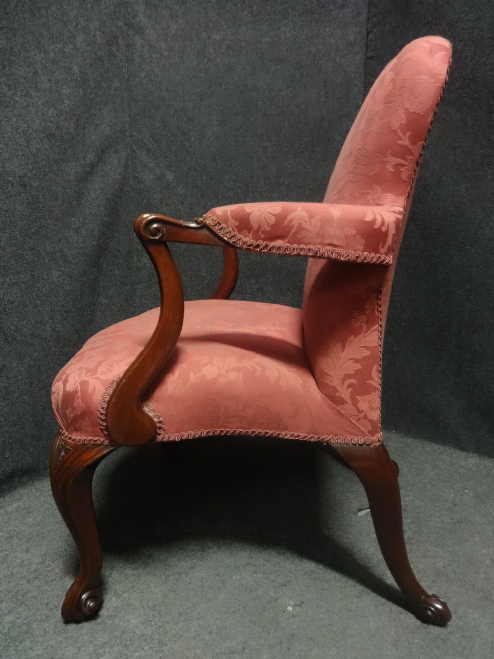 Lovely Pair Mahogany Elbow Chairs View V