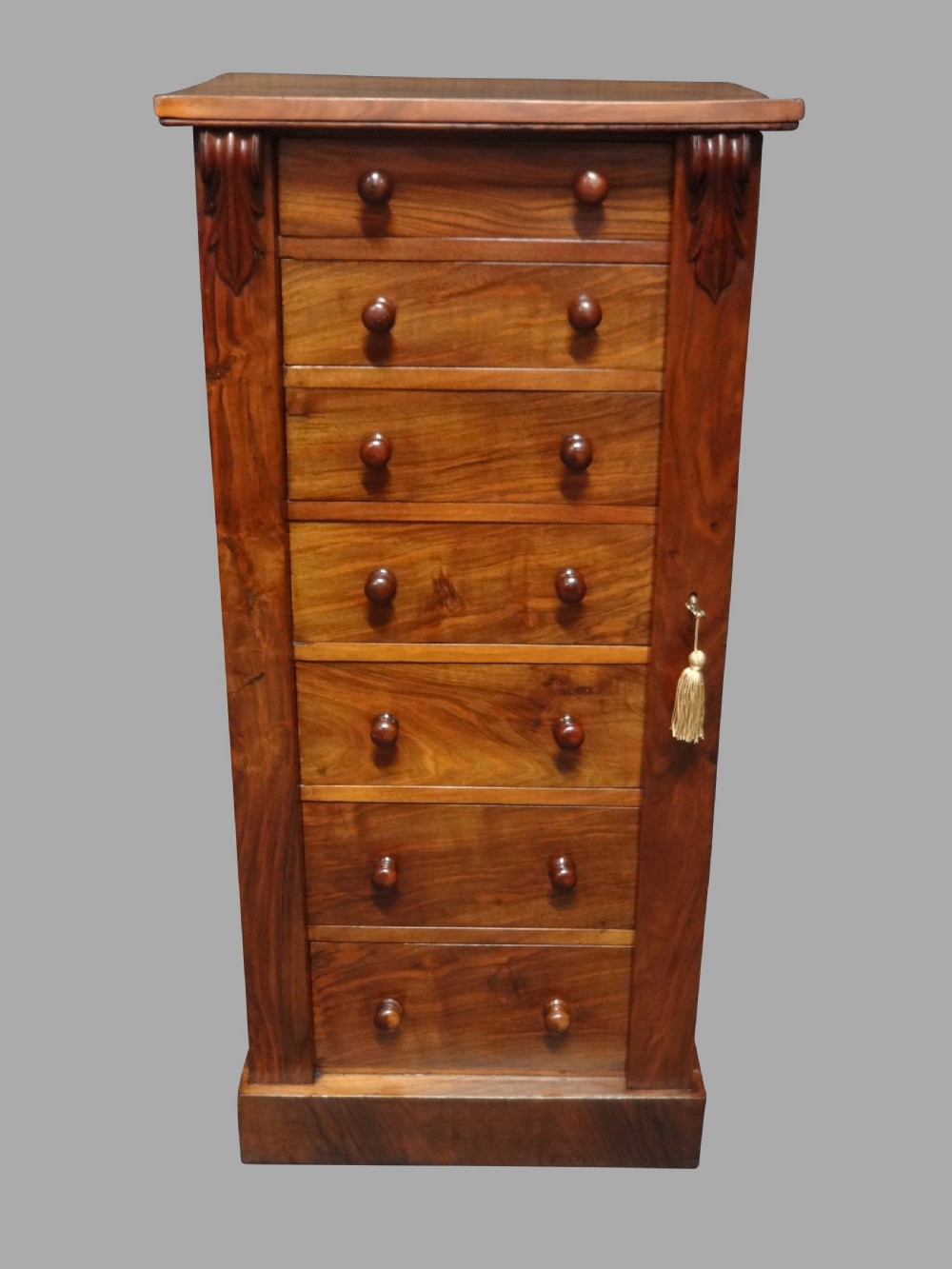 Very Good Victorian Walnut Wellington Chest of Drawers