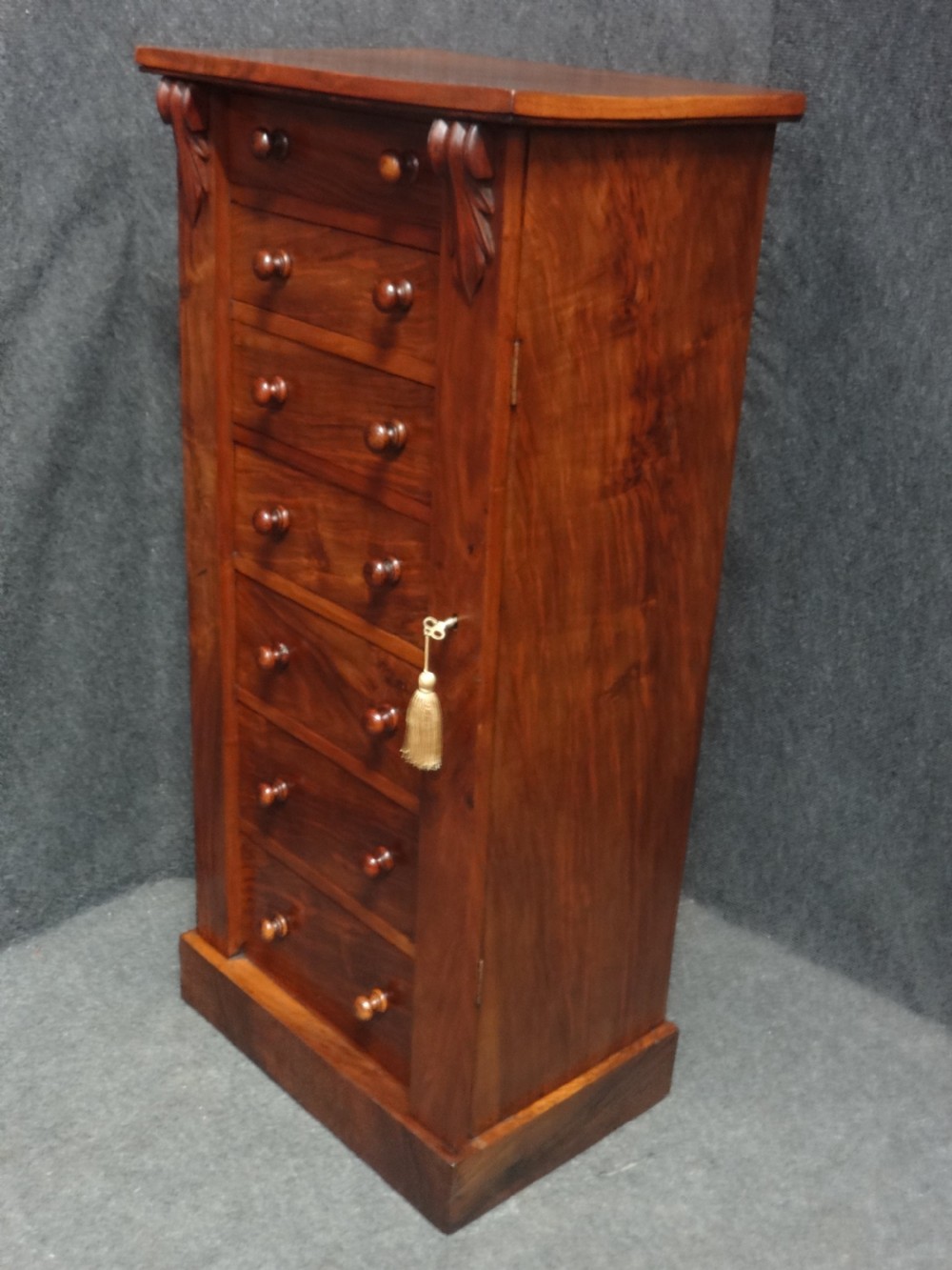 Very Good Victorian Walnut Wellington Chest of Drawers View II