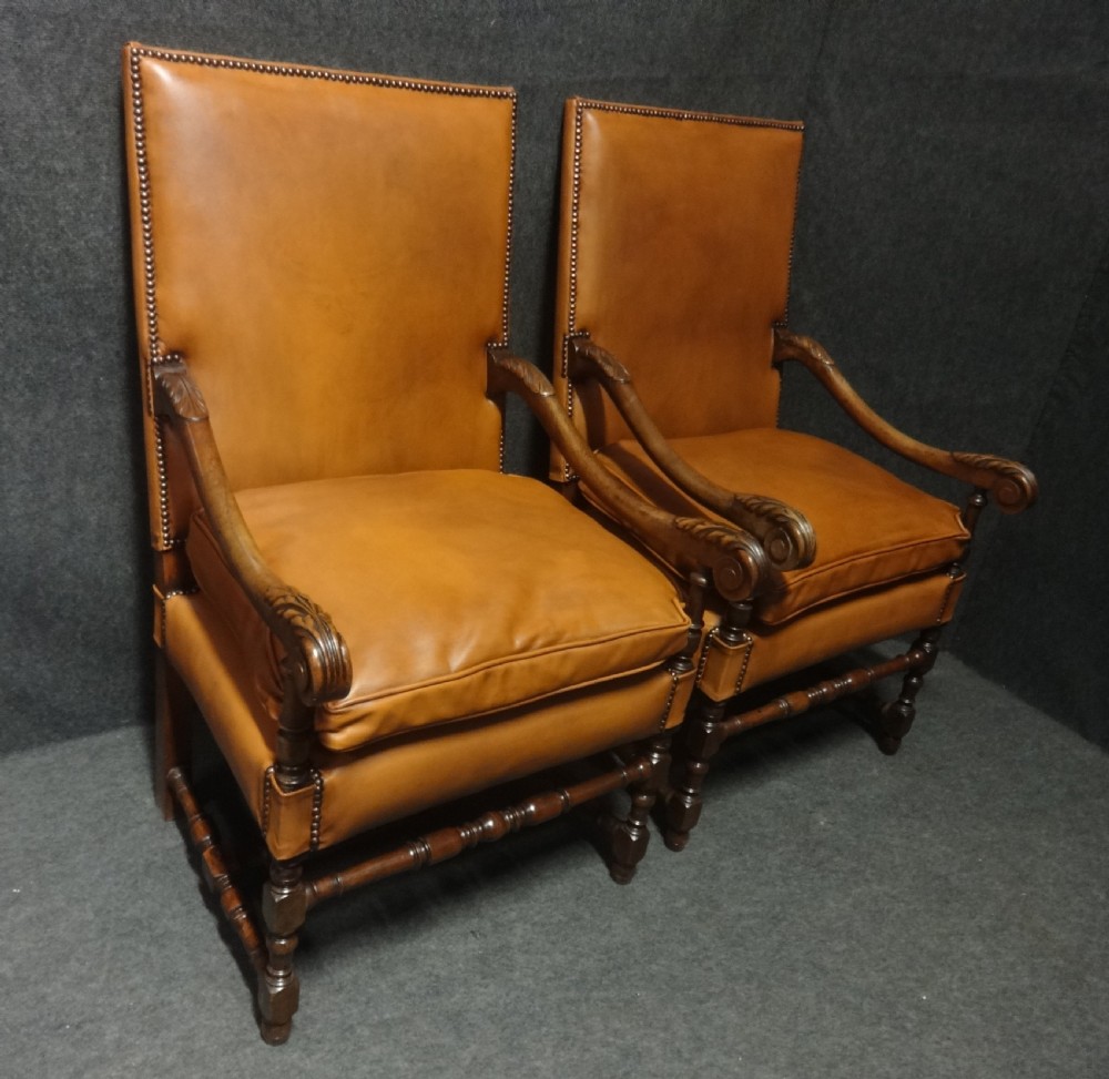 Excellent Pair French Leather Library Chairs View V