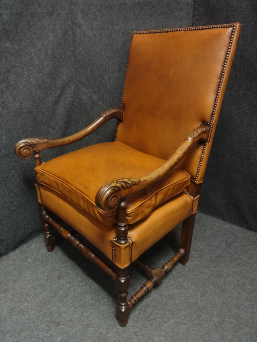 Excellent Pair French Leather Library Chairs View VIII
