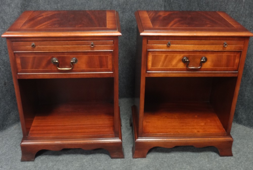 Pair Solid Mahogany Bedside Cabinet Chests View II