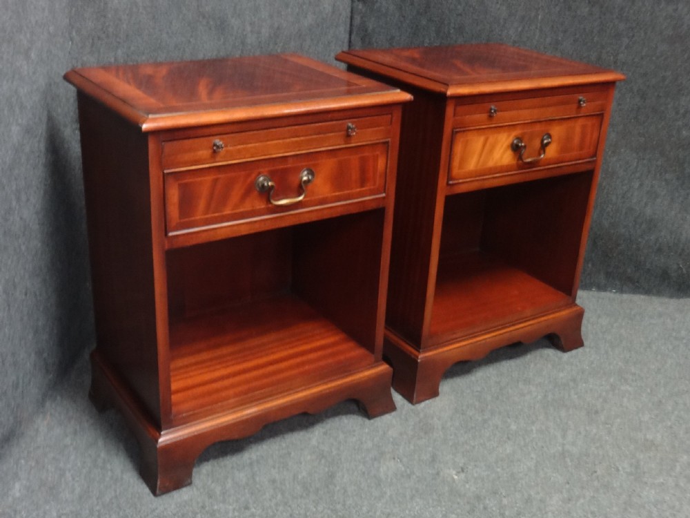 Pair Solid Mahogany Bedside Cabinet Chests View III