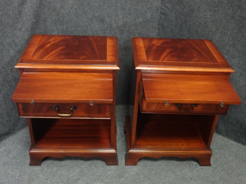 Pair Solid Mahogany Bedside Cabinet Chests View IV