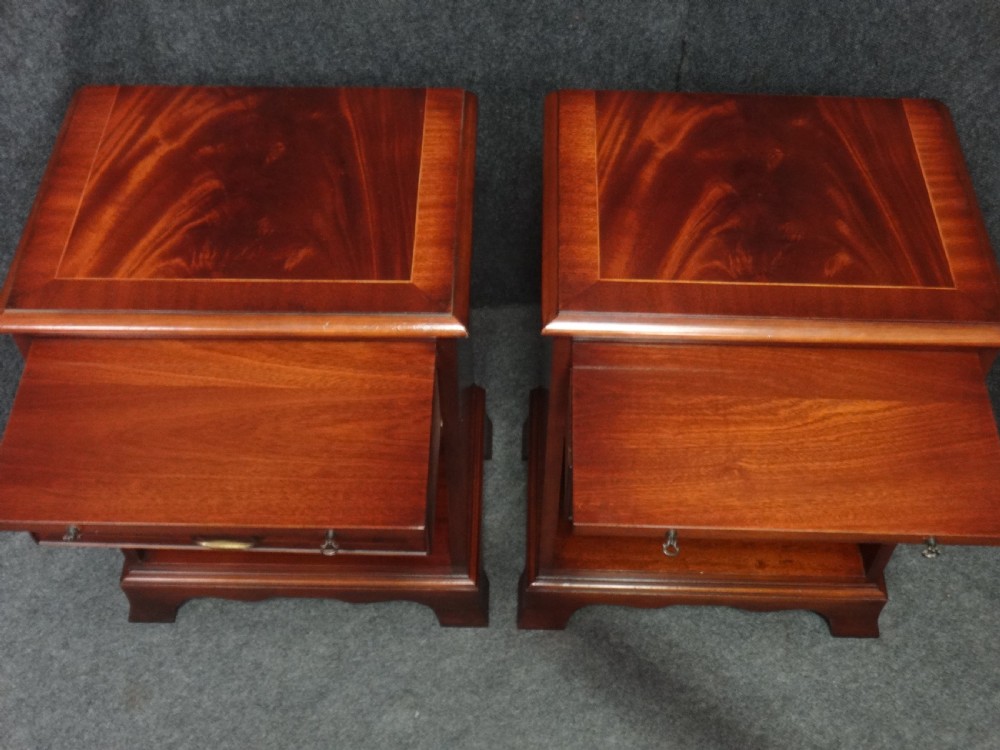 Pair Solid Mahogany Bedside Cabinet Chests View V