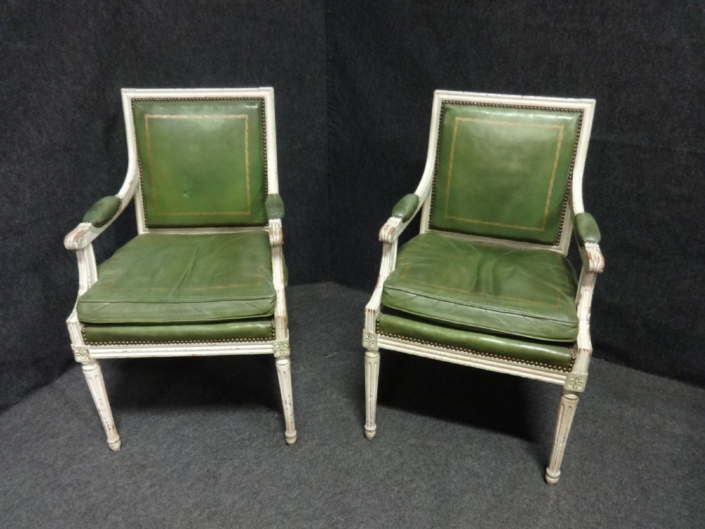 Superb Pair of Original French C19th Leather Chairs View II