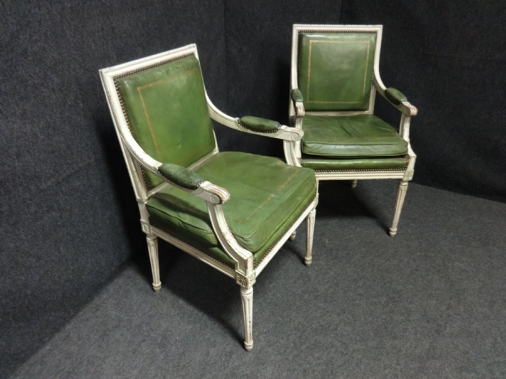 Superb Pair of Original French C19th Leather Chairs View X