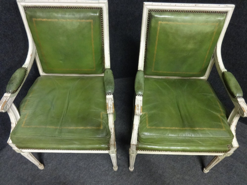 Superb Pair of Original French C19th Leather Chairs View XI