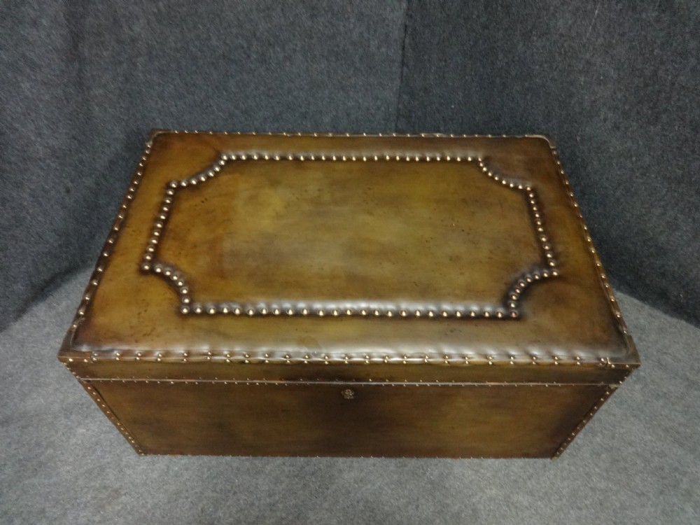 Very good Leather Covered Trunk View II