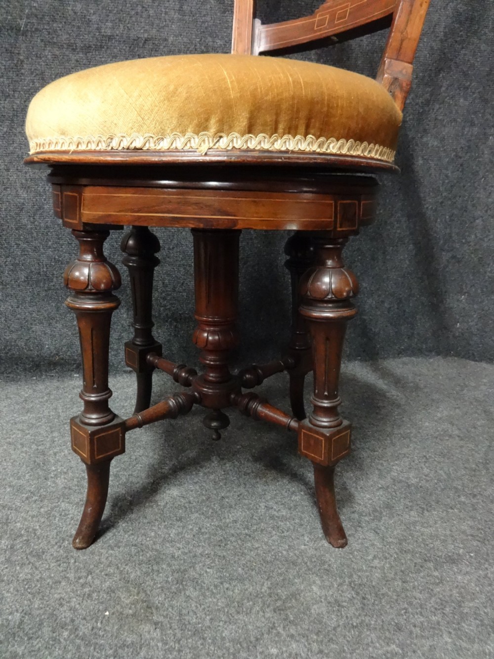 Rosewood Inlaid Music Harpist Chair View VIII
