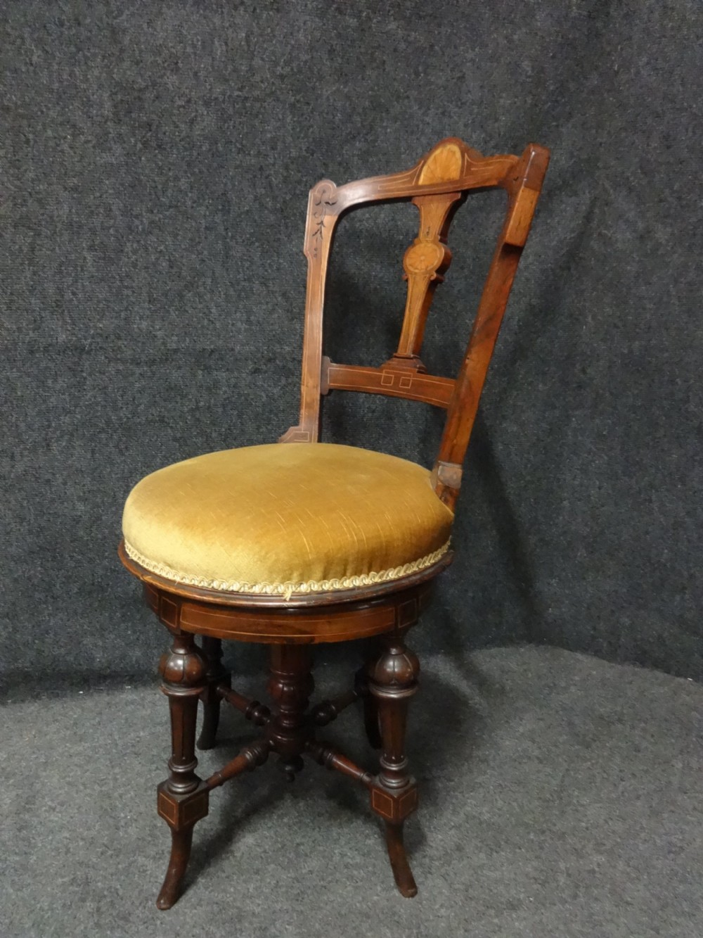 Rosewood Inlaid Music Harpist Chair View IX