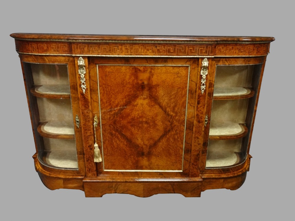 Outstanding Walnut and Amboyna Credenza