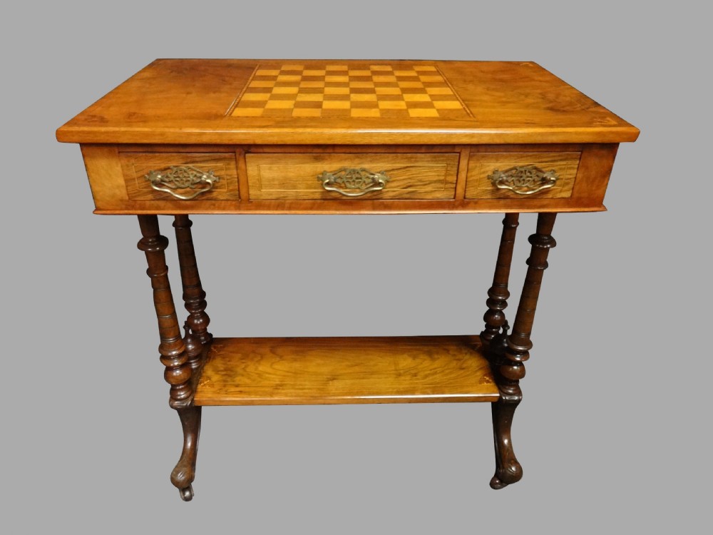 Very Good Walnut Inlaid Games Table
