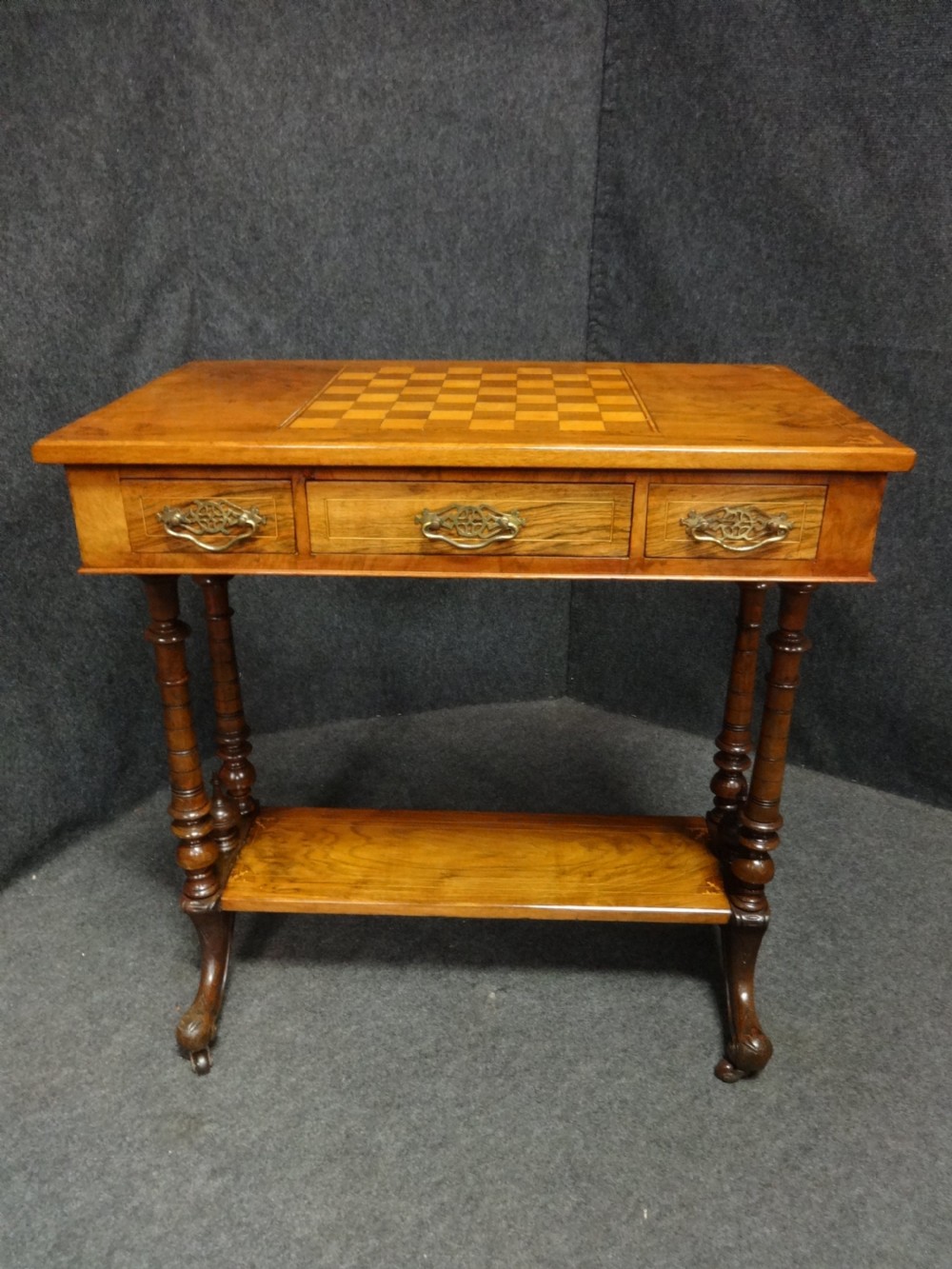 Very Good Walnut Inlaid Games Table View II