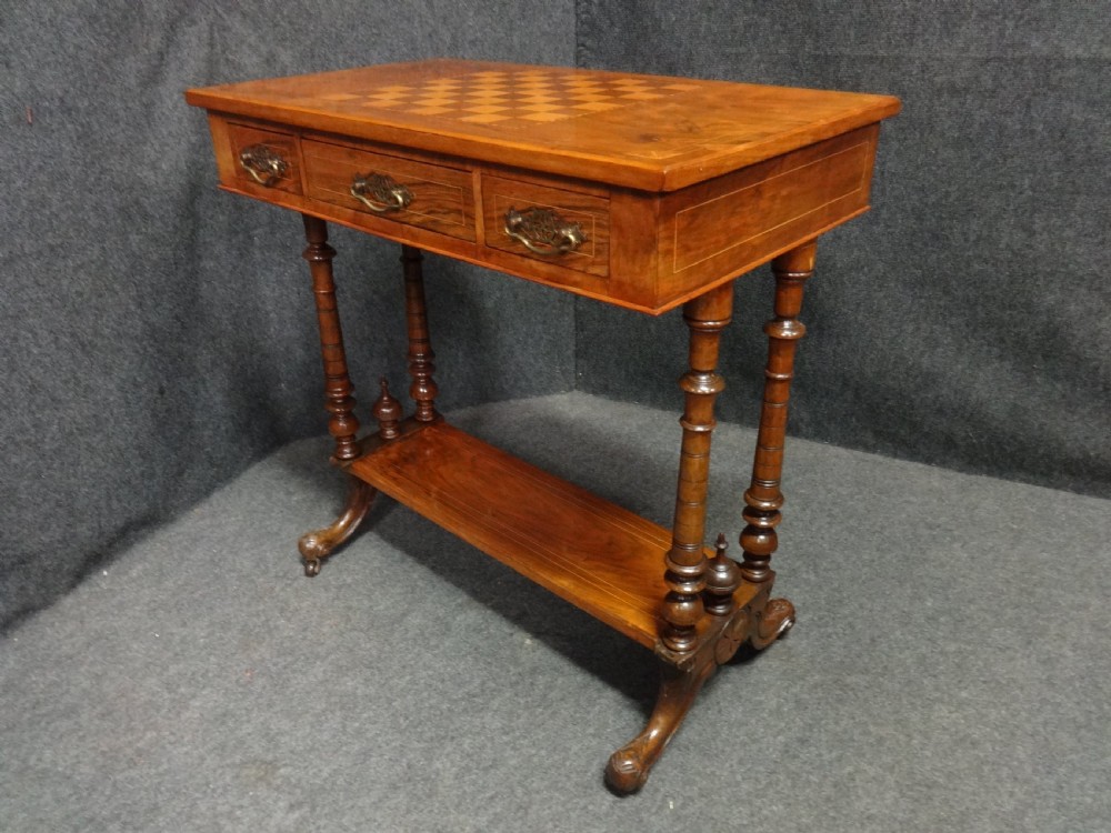 Very Good Walnut Inlaid Games Table View III
