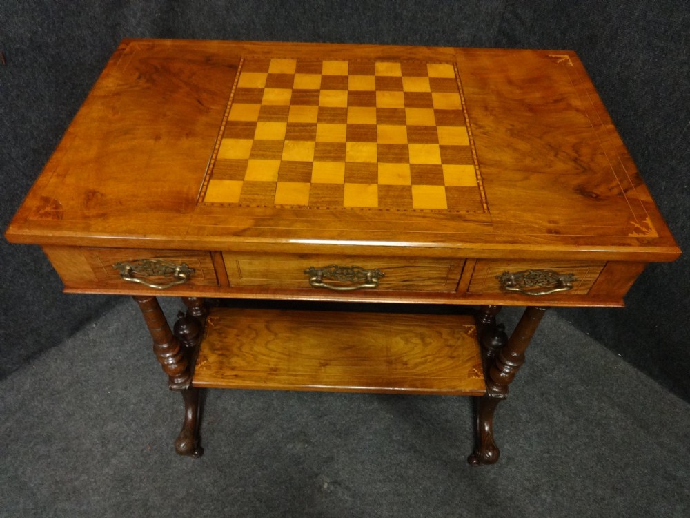 Very Good Walnut Inlaid Games Table View IV