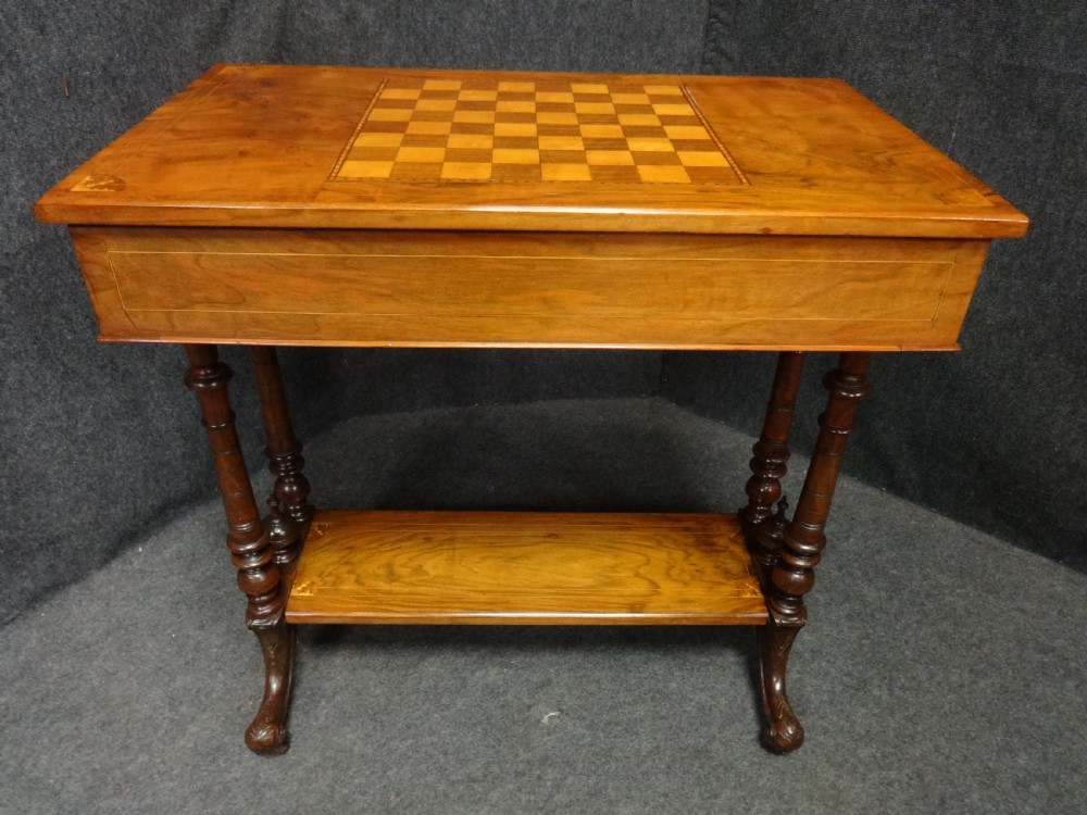 Very Good Walnut Inlaid Games Table View V