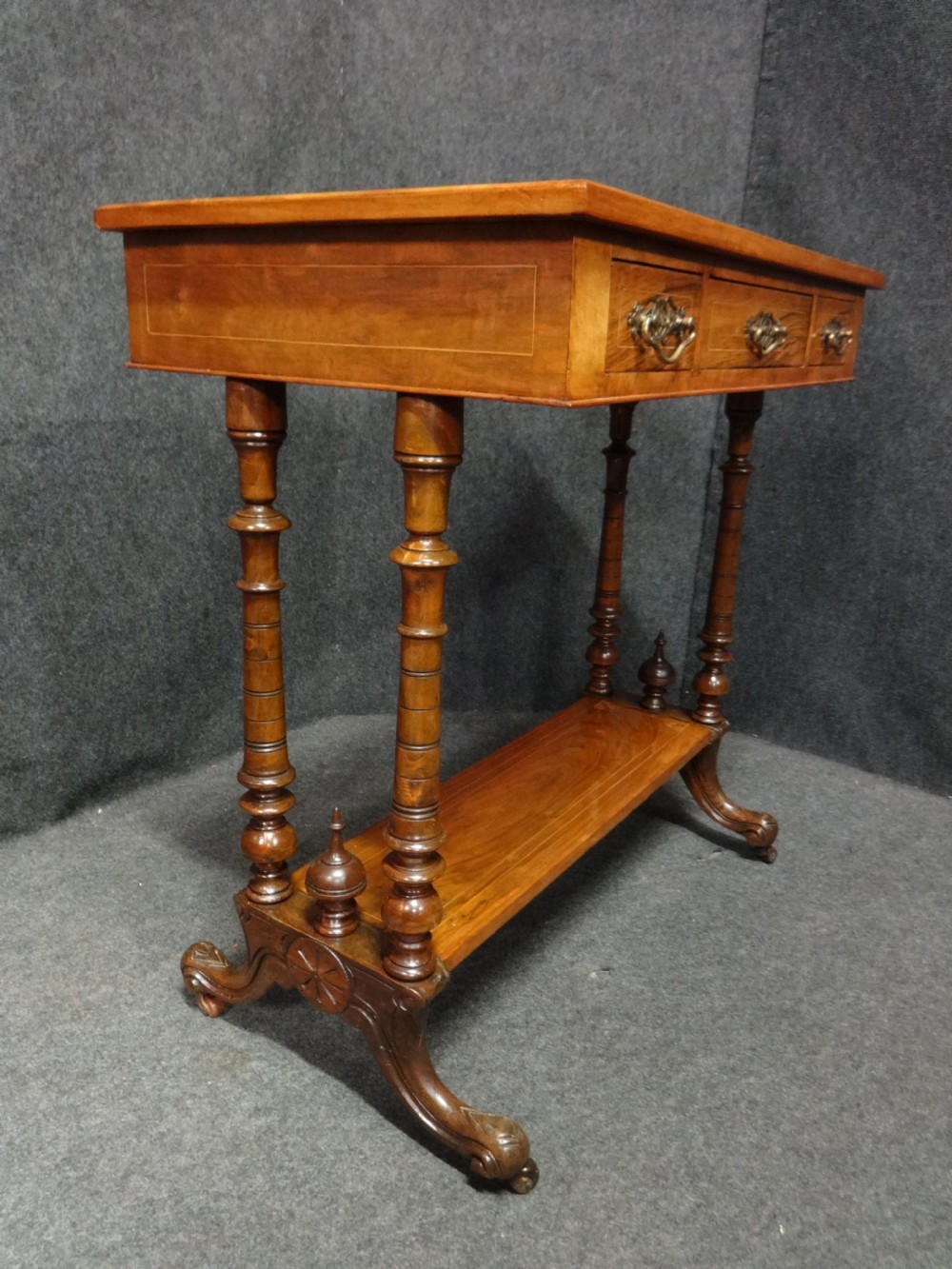 Very Good Walnut Inlaid Games Table View VI