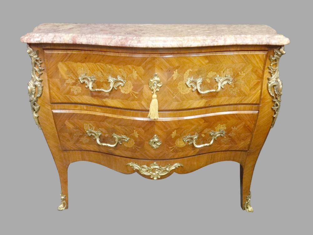 Top quality Marquetry Marble Top Commode Chest of Drawers