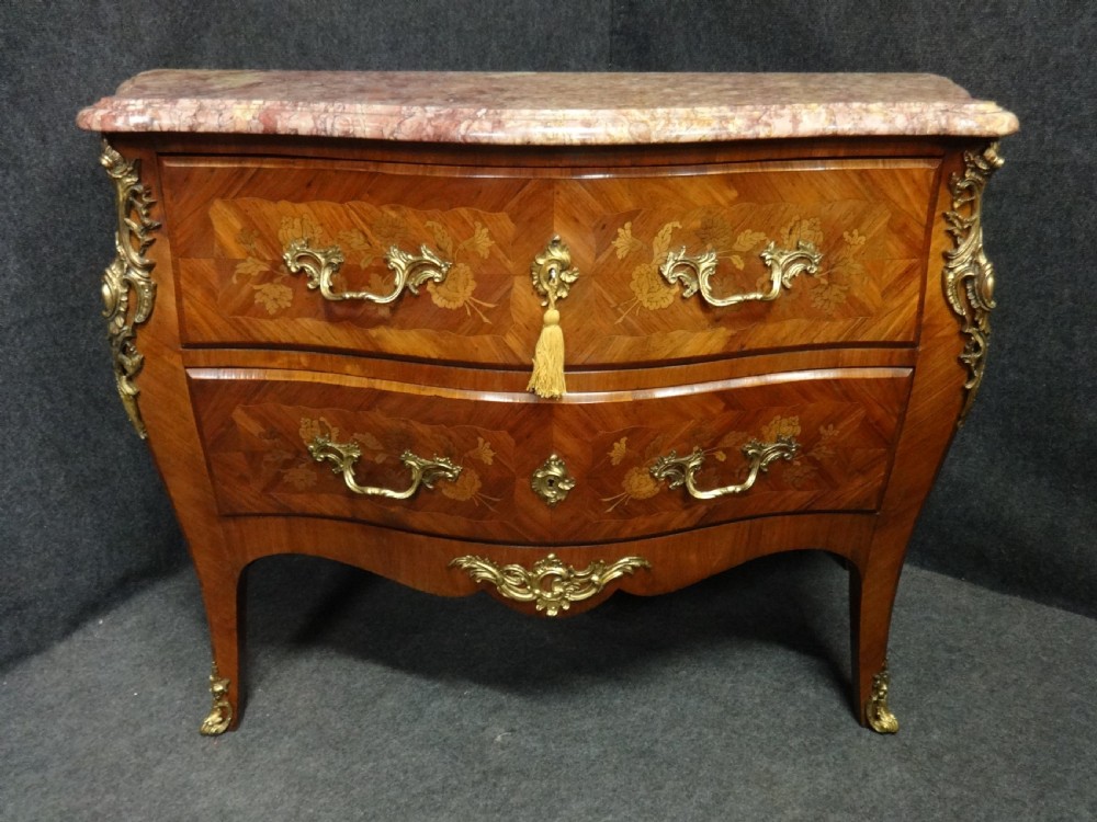 Top quality Marquetry Marble Top Commode Chest of Drawers View II