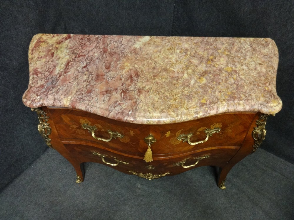 Top quality Marquetry Marble Top Commode Chest of Drawers View III