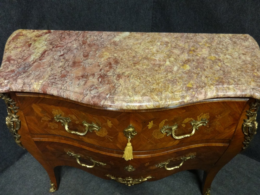 Top quality Marquetry Marble Top Commode Chest of Drawers View IV