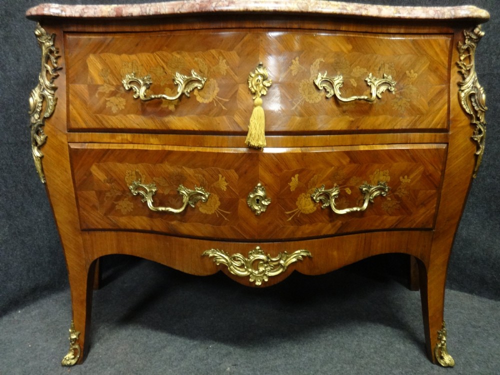 Top quality Marquetry Marble Top Commode Chest of Drawers View V