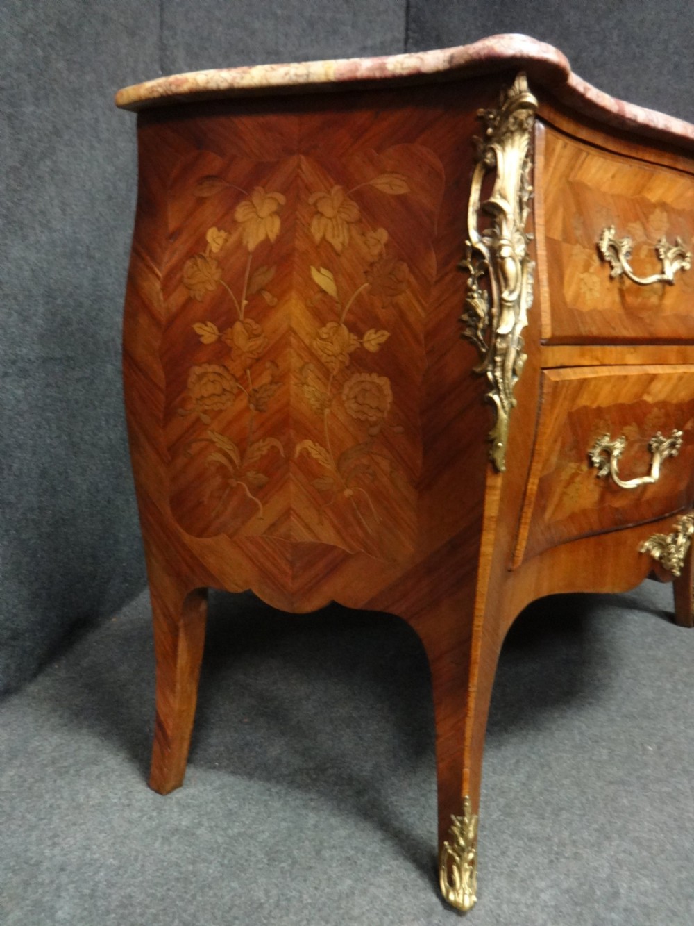 Top quality Marquetry Marble Top Commode Chest of Drawers View VII