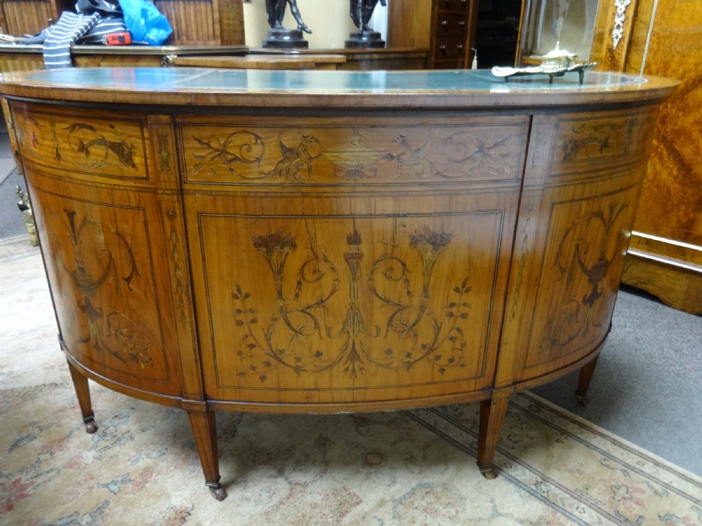 Superb Sheraton Inlaid Satinwood Kidney Desk View VIII