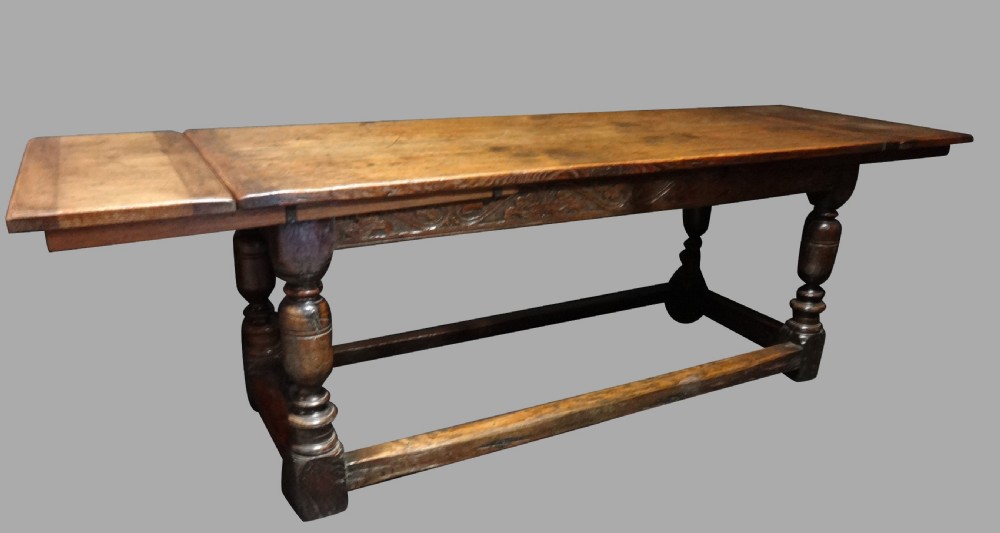 Outstanding Extending Oak Draw Leaf Refectory Dining Table