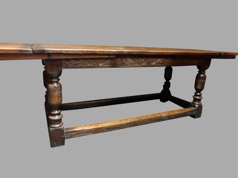 Outstanding Extending Oak Draw Leaf Refectory Dining Table View II