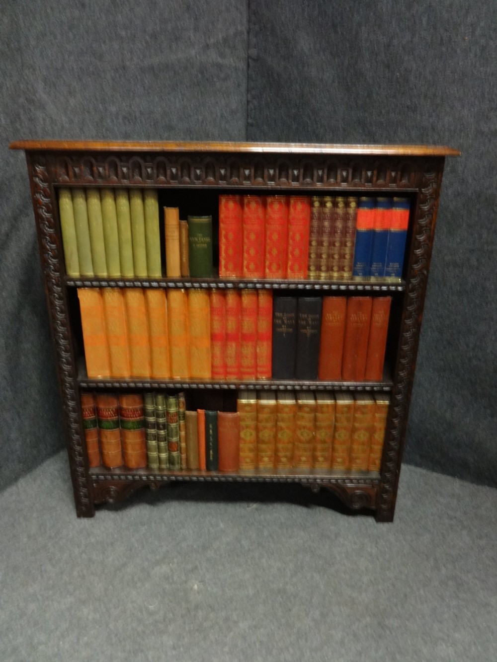 Carved Oak Open Bookcase View II