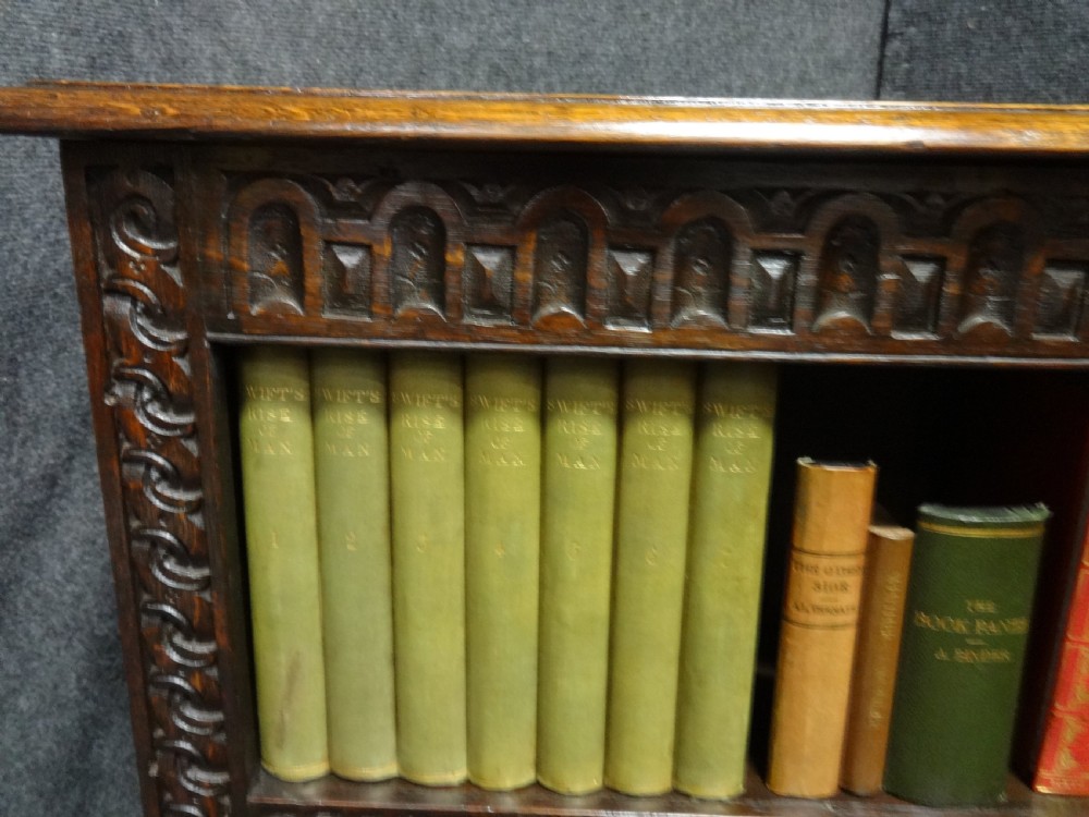 Carved Oak Open Bookcase View III