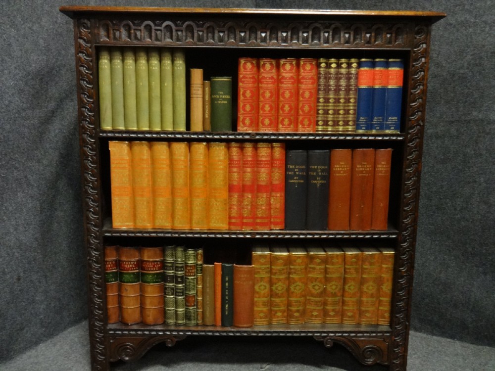 Carved Oak Open Bookcase View IV
