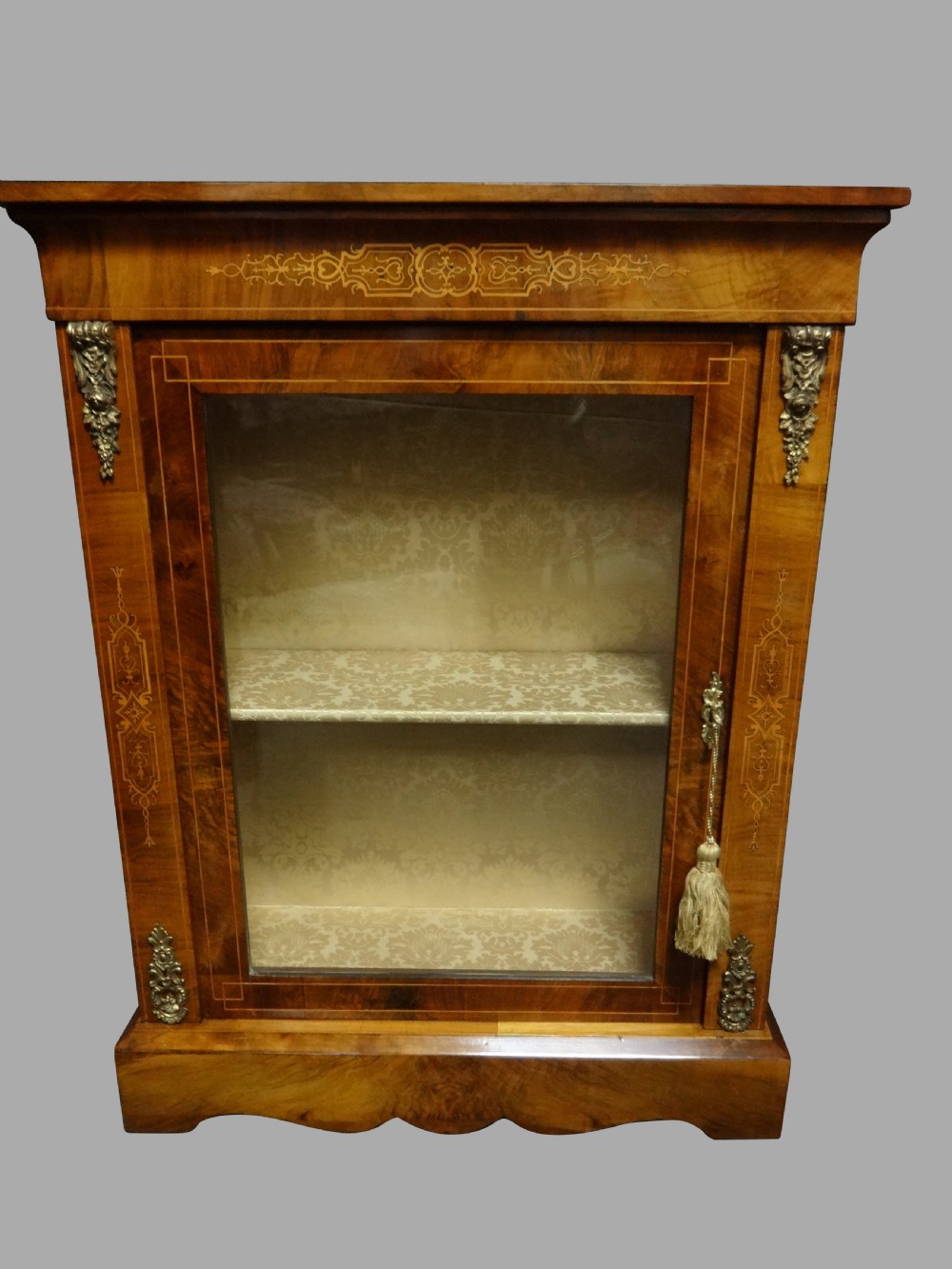 A very Good Victorian Walnut Inlaid Pier Cabinet Bookcase
