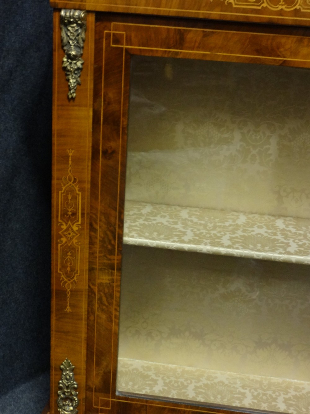 A very Good Victorian Walnut Inlaid Pier Cabinet Bookcase View IV