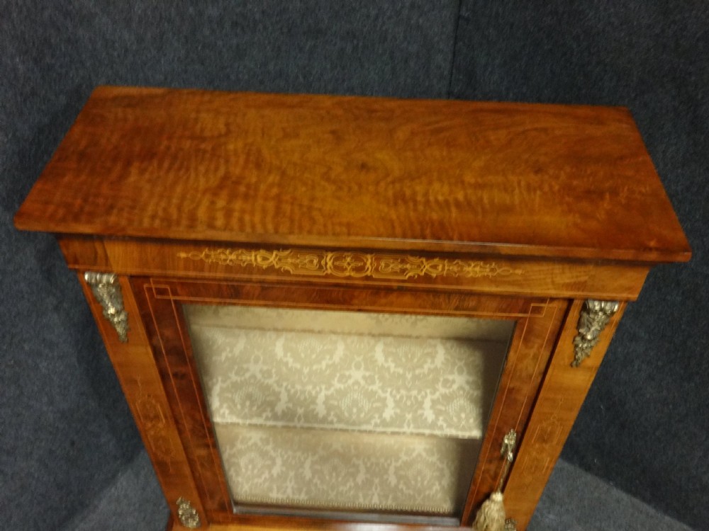 A very Good Victorian Walnut Inlaid Pier Cabinet Bookcase View VI