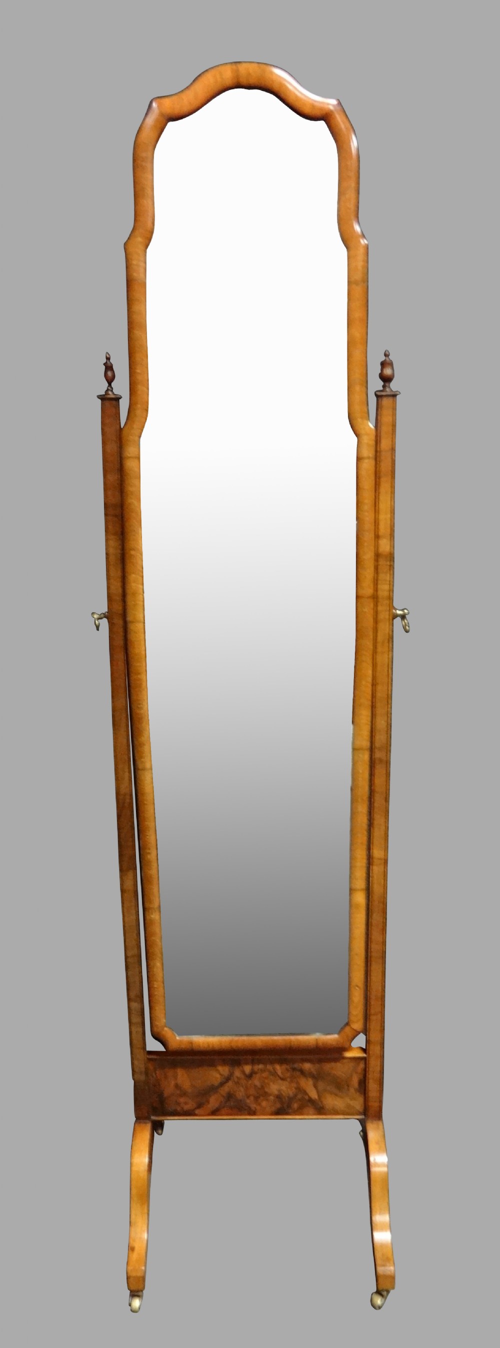 Very Good Burr Walnut Cheval Dressing Mirror
