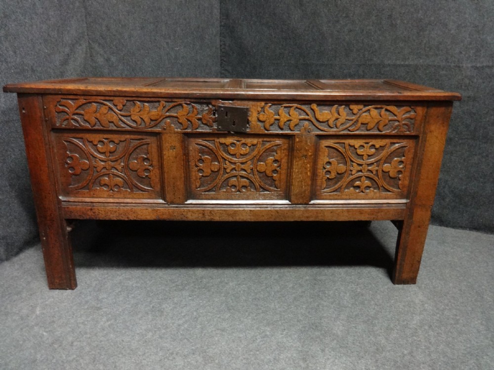 Superb Three Panel Oak Coffer View II
