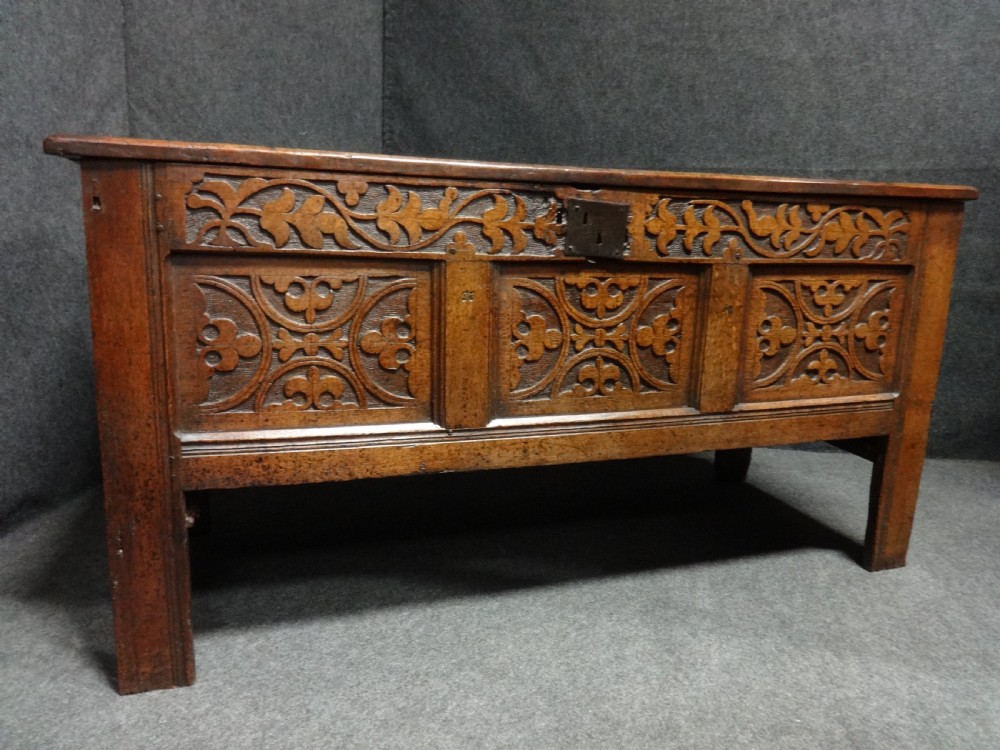 Superb Three Panel Oak Coffer View IV