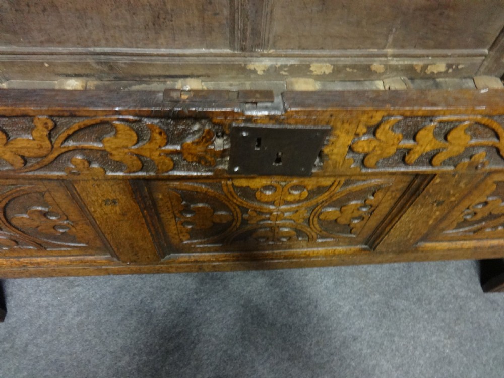 Superb Three Panel Oak Coffer View X
