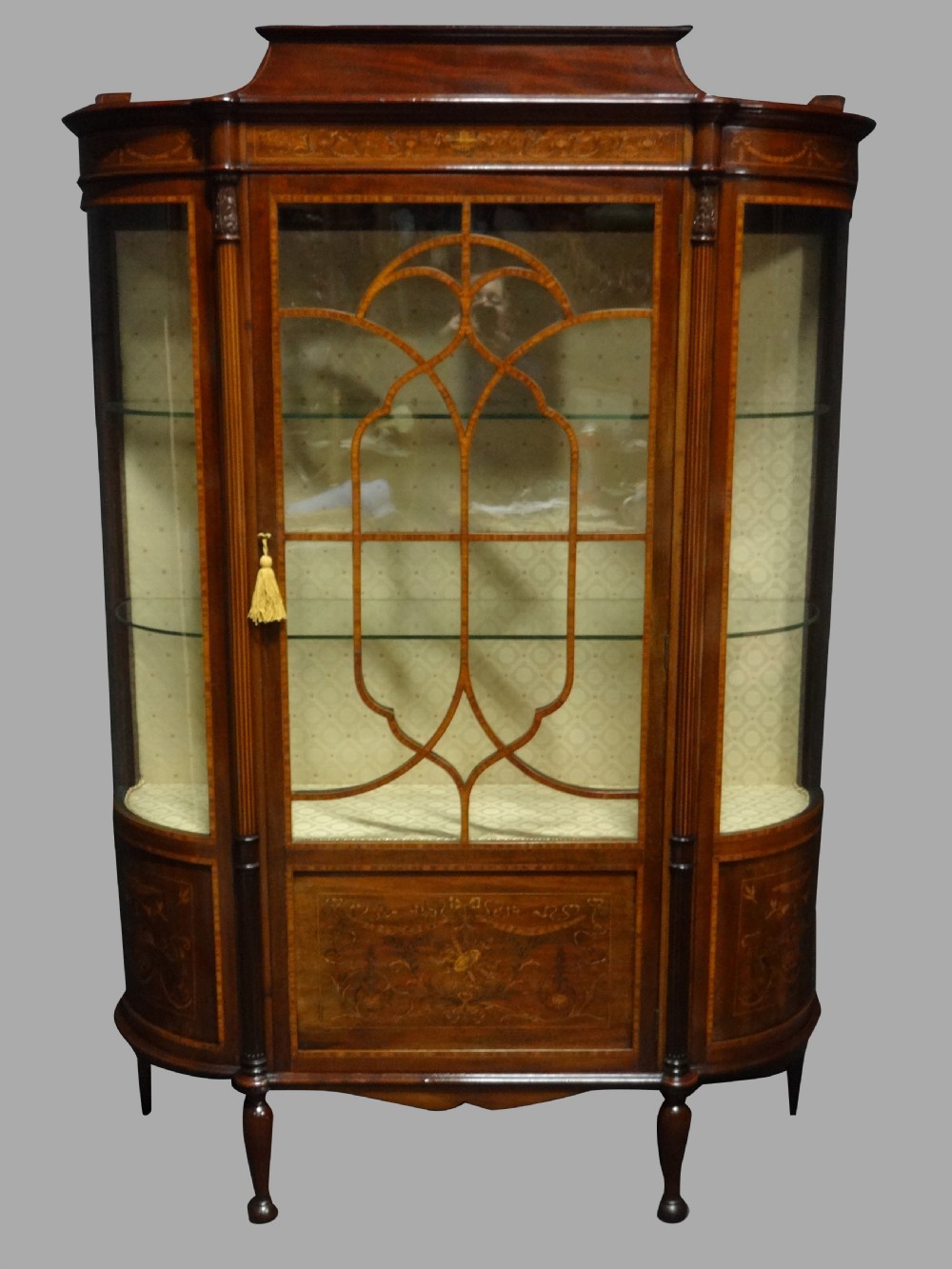 Exhibition Quality Inlaid Mahogany Display Cabinet